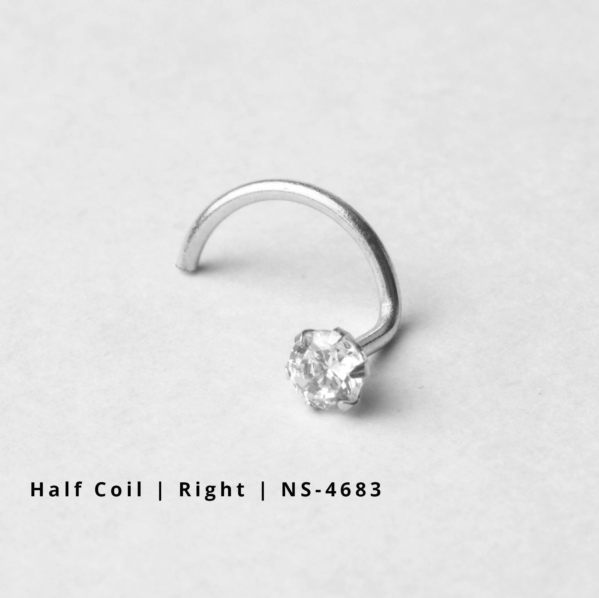 18ct Gold Nose Stud wire coil back with a Cubic Zirconia Stone (2mm - 4.5mm)