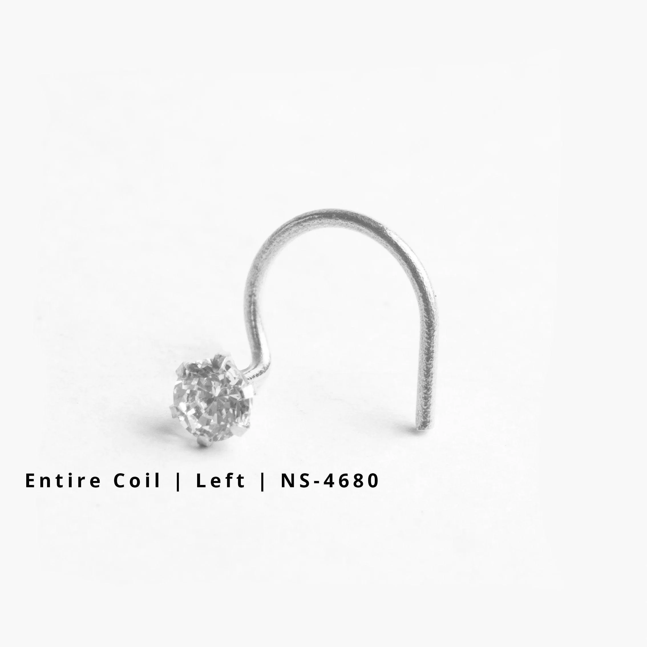 18ct Gold Nose Stud wire coil back with a Cubic Zirconia Stone (2mm - 4.5mm)