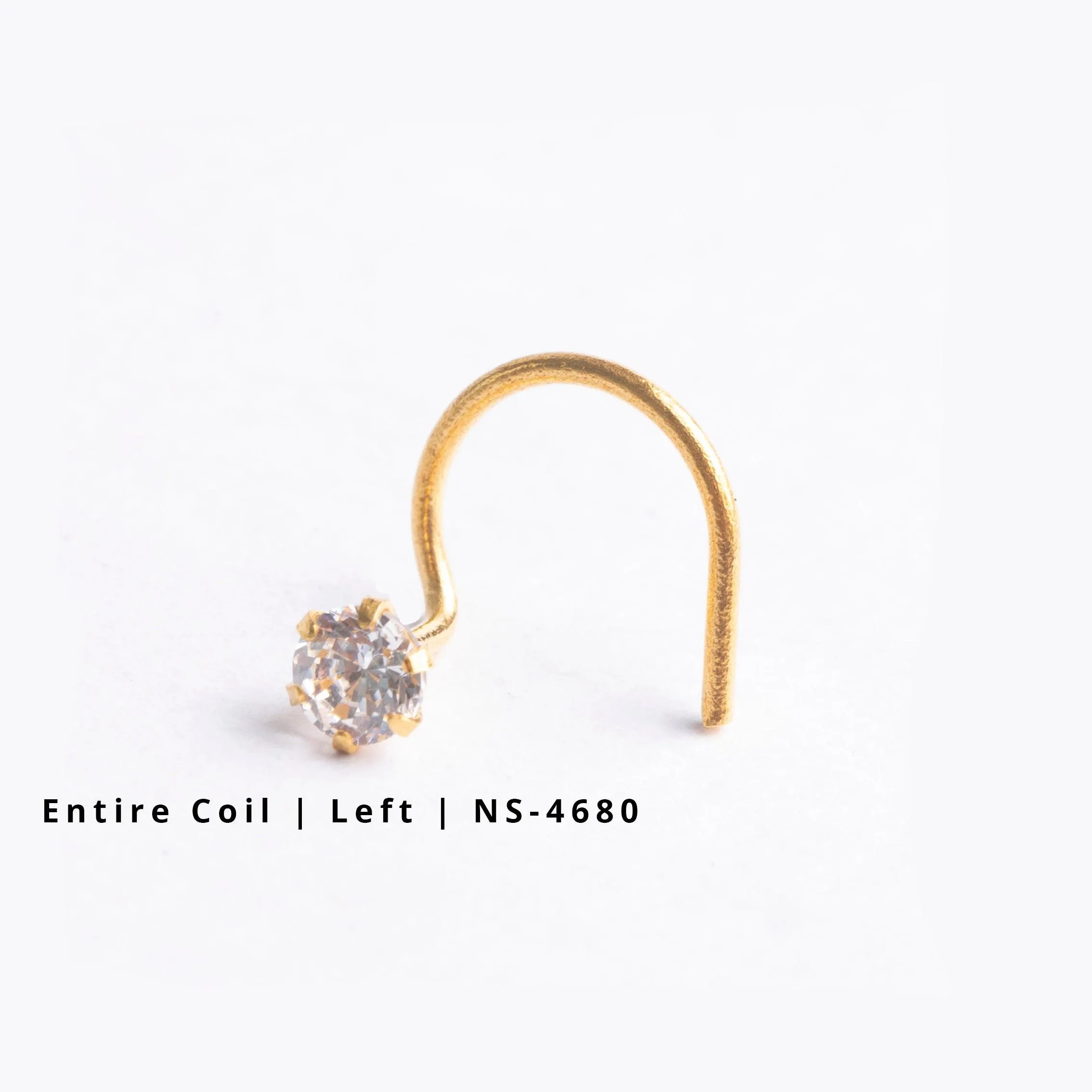 18ct Gold Nose Stud wire coil back with a Cubic Zirconia Stone (2mm - 4.5mm)