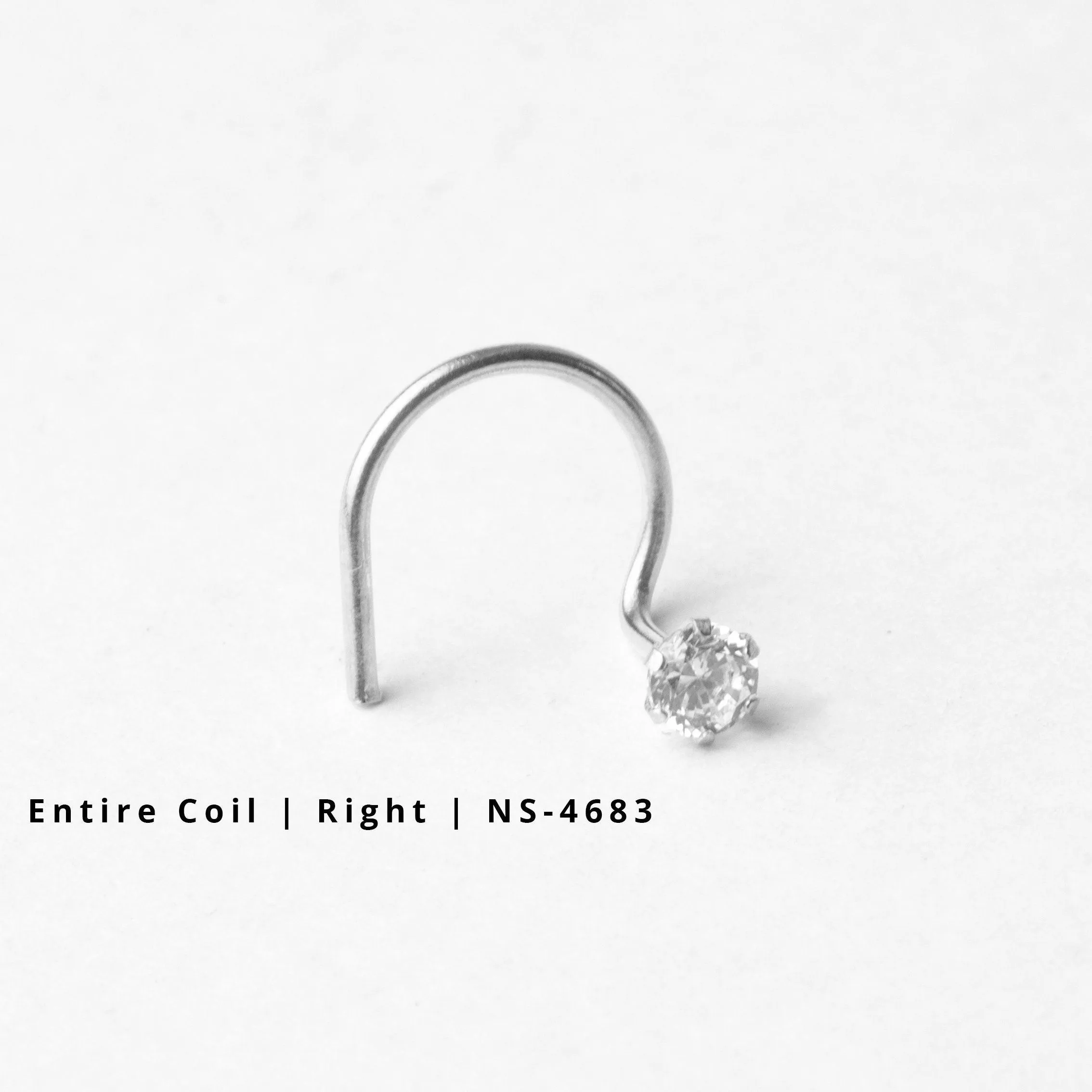 18ct Gold Nose Stud wire coil back with a Cubic Zirconia Stone (2mm - 4.5mm)