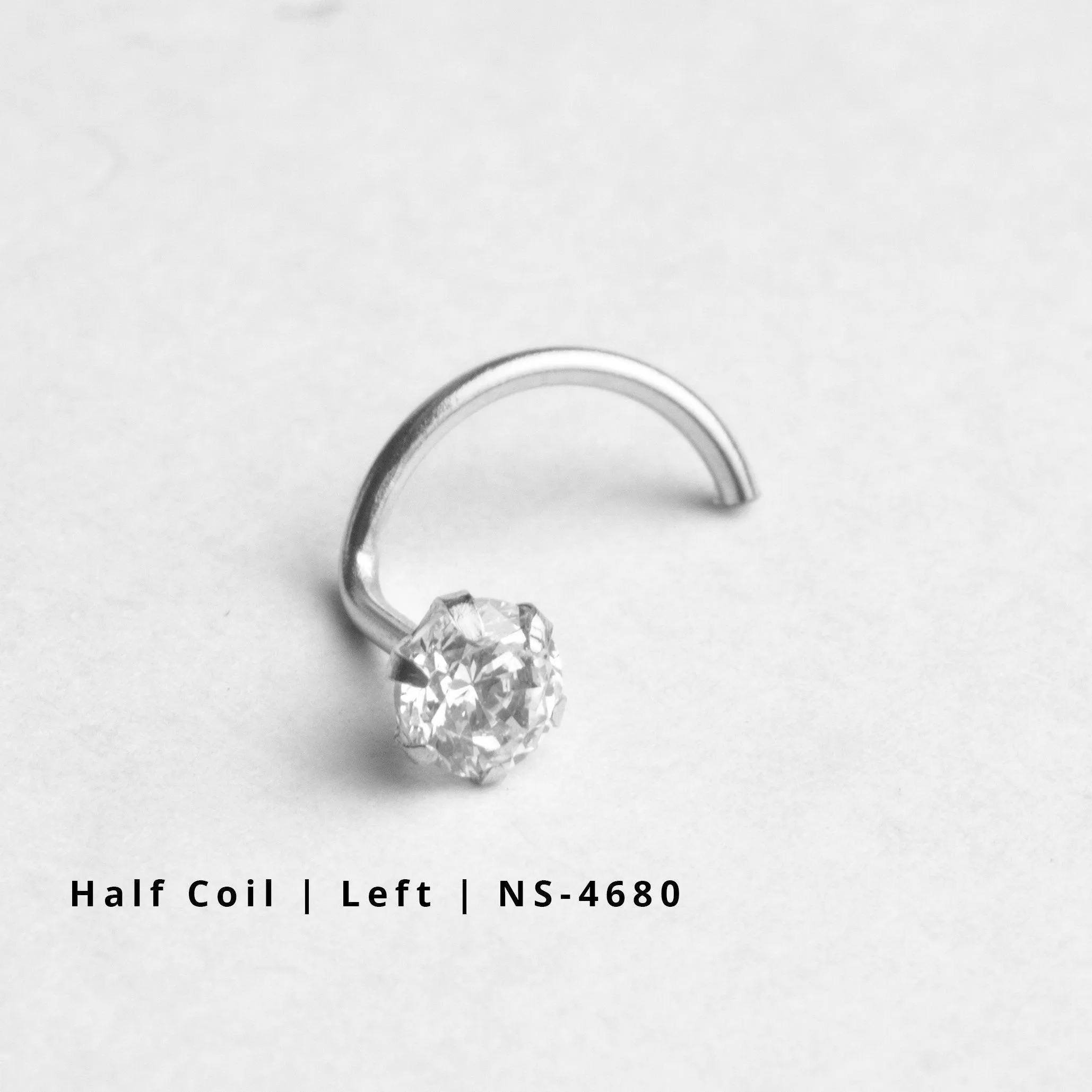 18ct Gold Nose Stud wire coil back with a Cubic Zirconia Stone (2mm - 4.5mm)