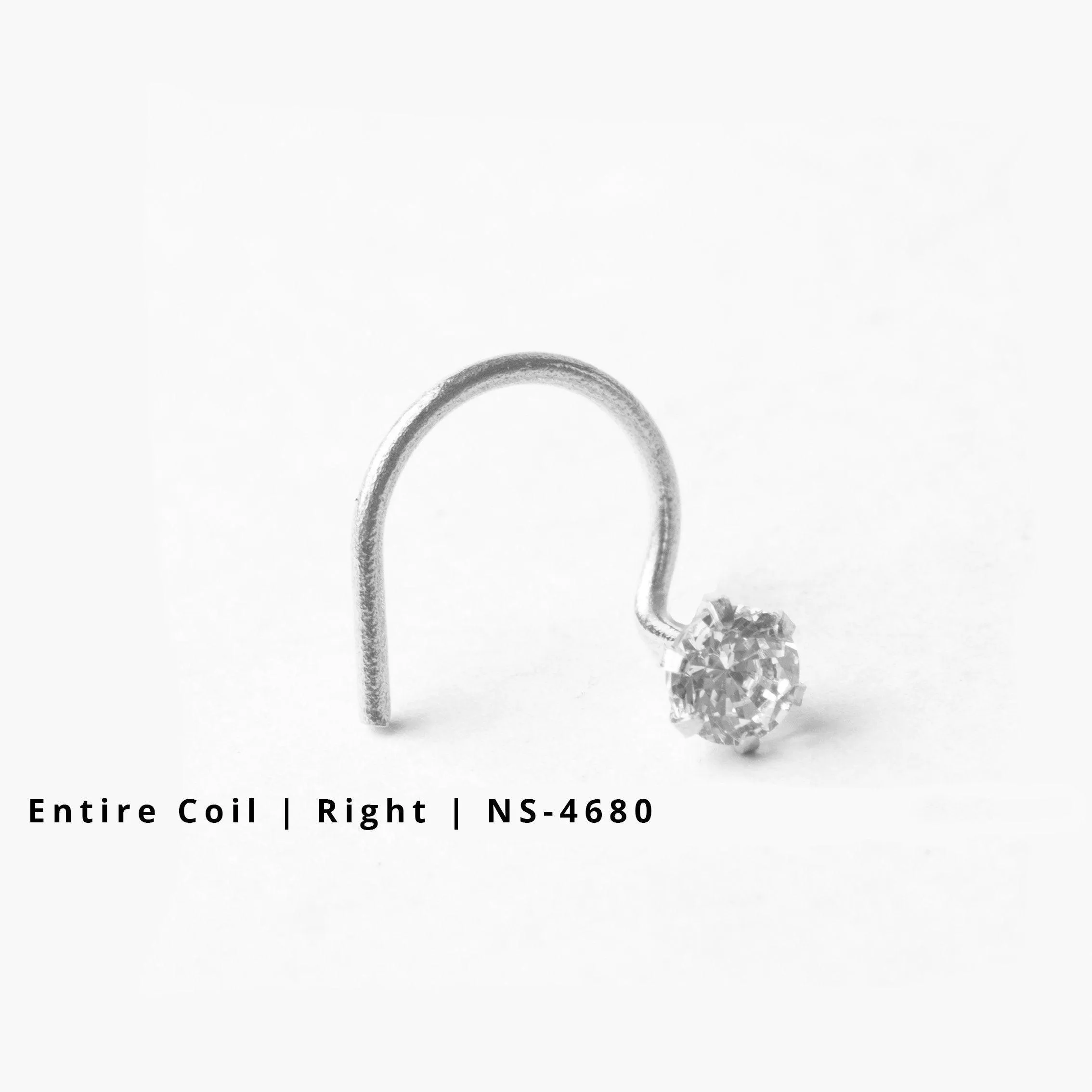 18ct Gold Nose Stud wire coil back with a Cubic Zirconia Stone (2mm - 4.5mm)