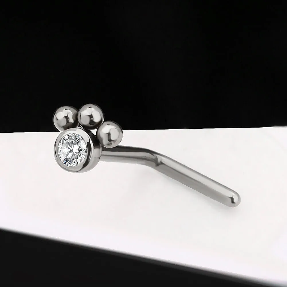 20G Titanium L-shaped Pup Paw Nose Stud