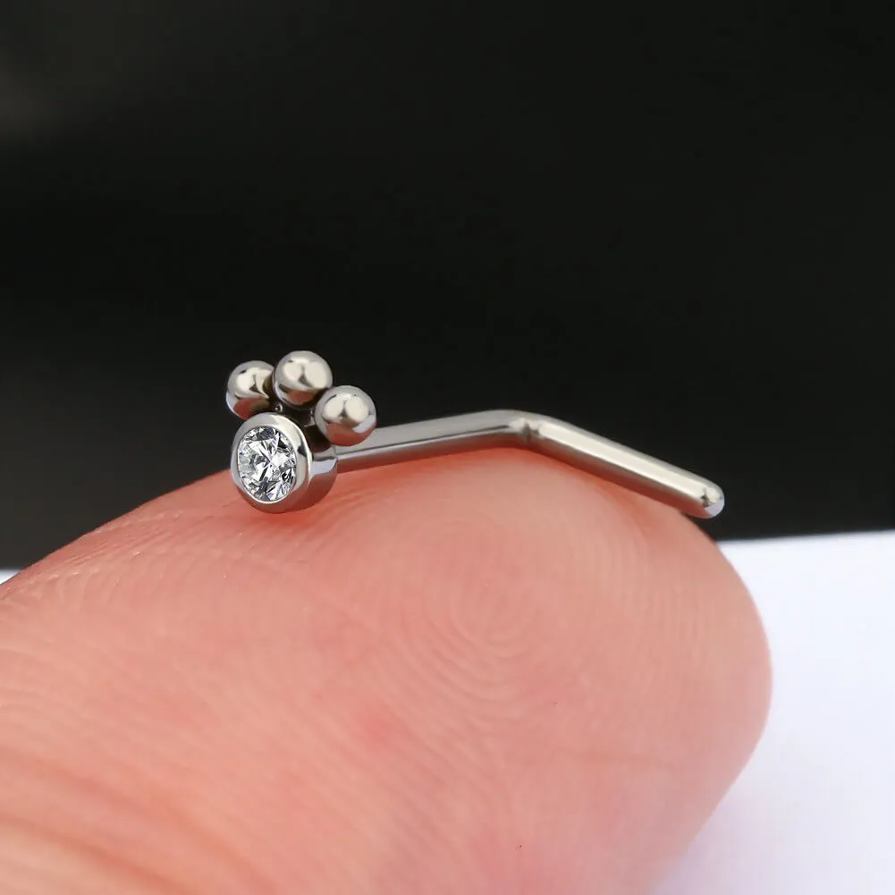 20G Titanium L-shaped Pup Paw Nose Stud