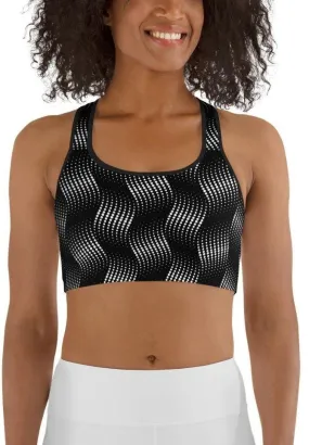 3D Black Pattern Sports Bra