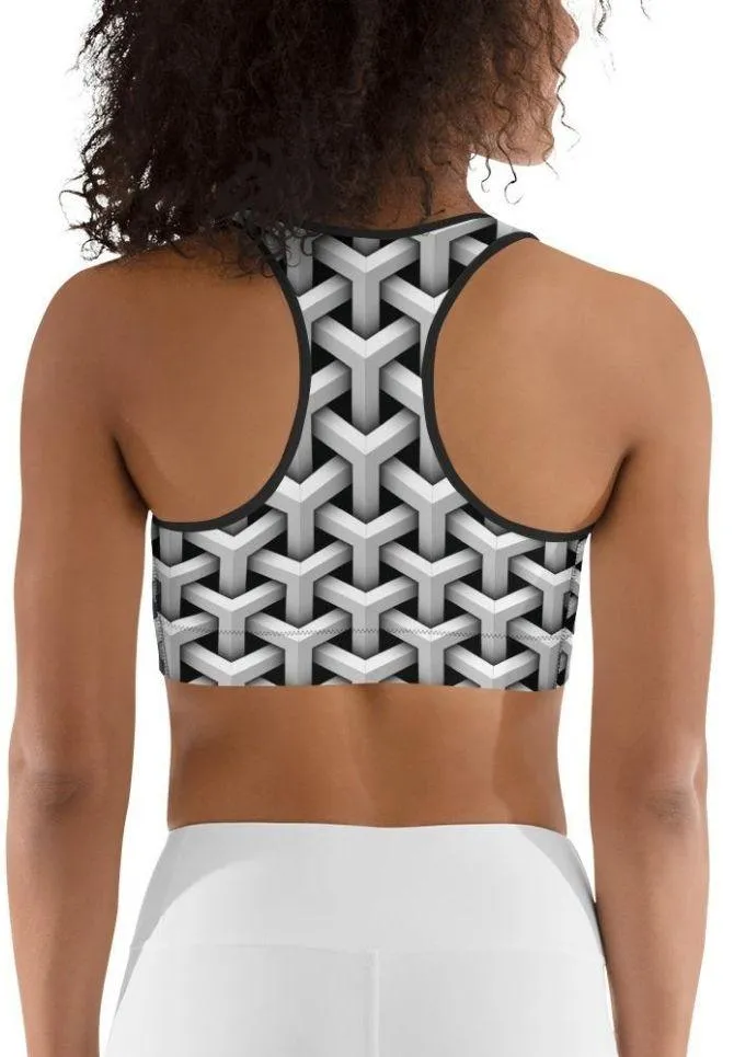 3D Woven Metallic Print Sports Bra