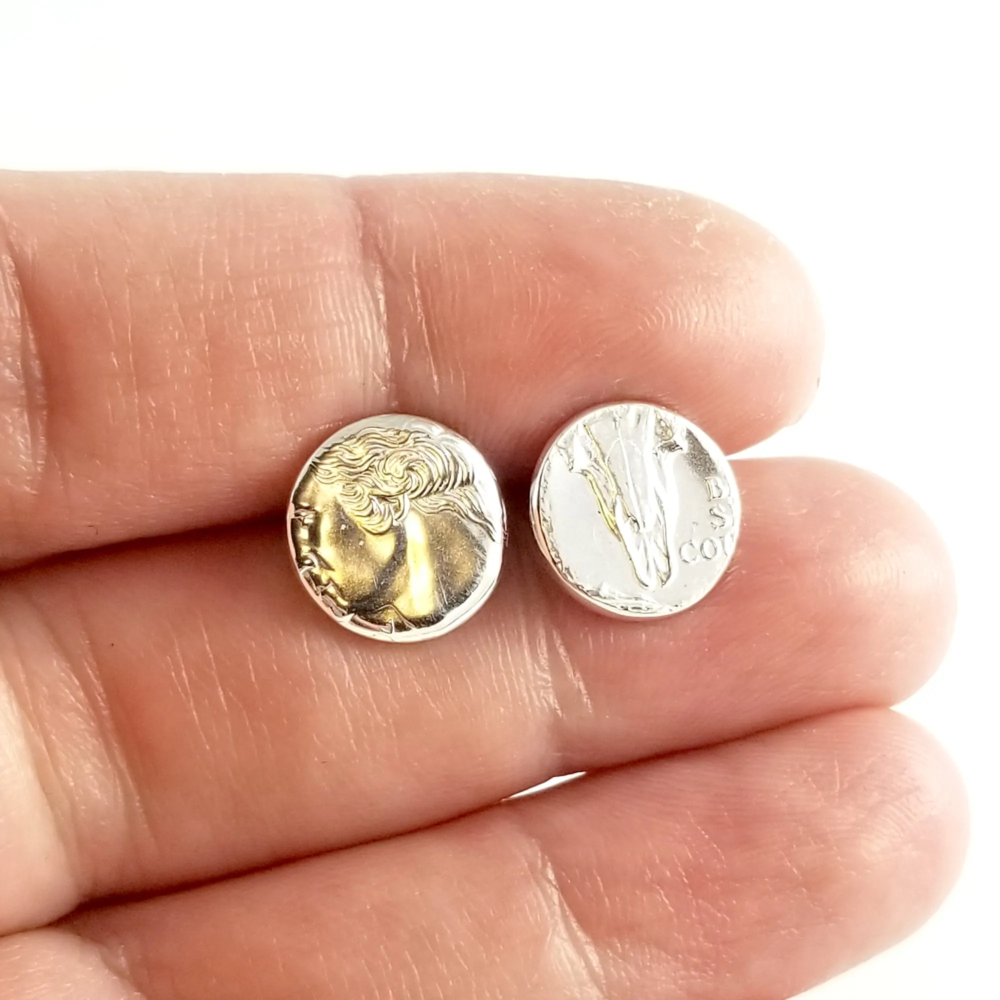 90% Silver State Quarter Heads & Tails Punch Out Stud Earrings