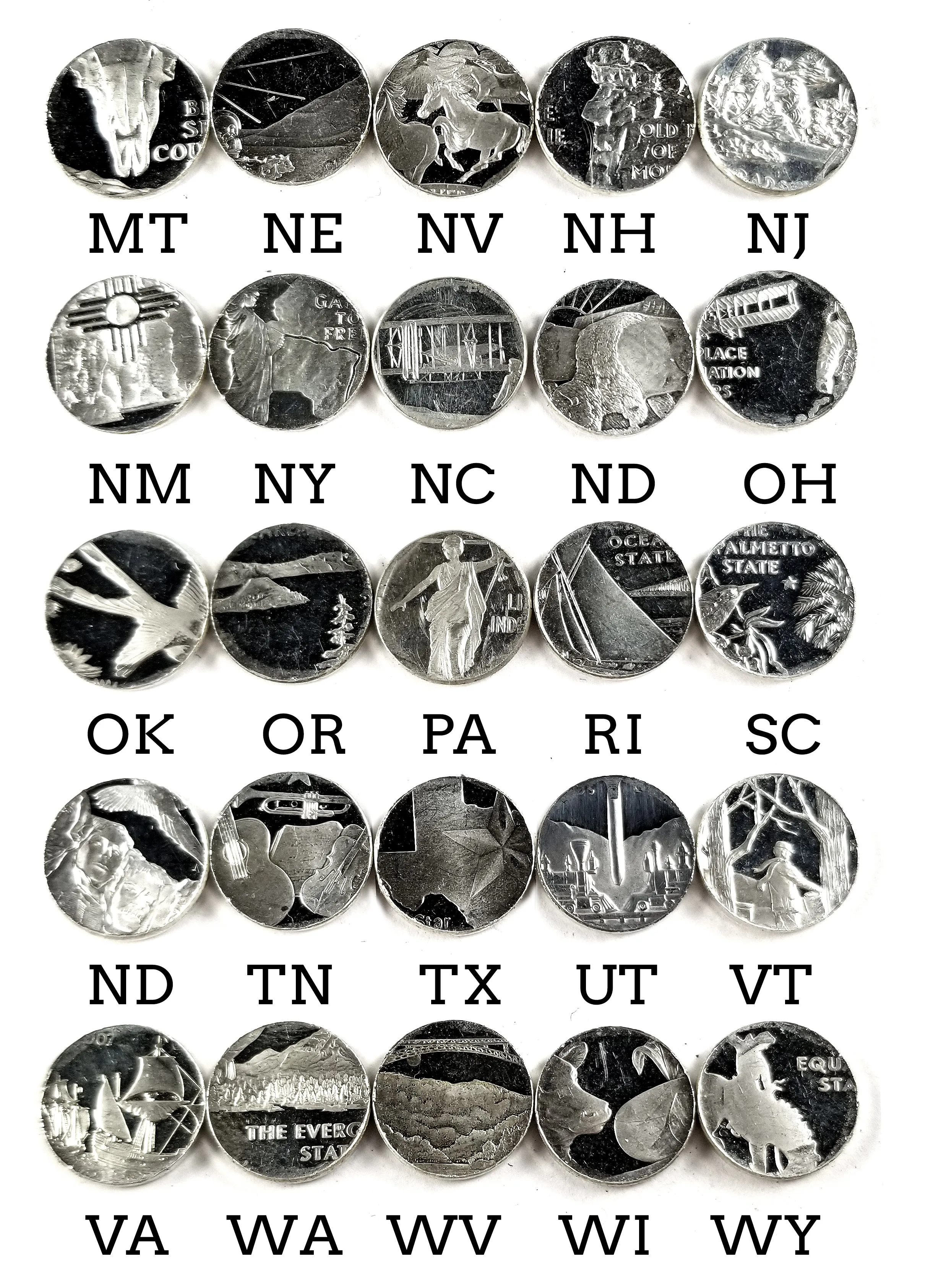 90% Silver State Quarter Heads & Tails Punch Out Stud Earrings