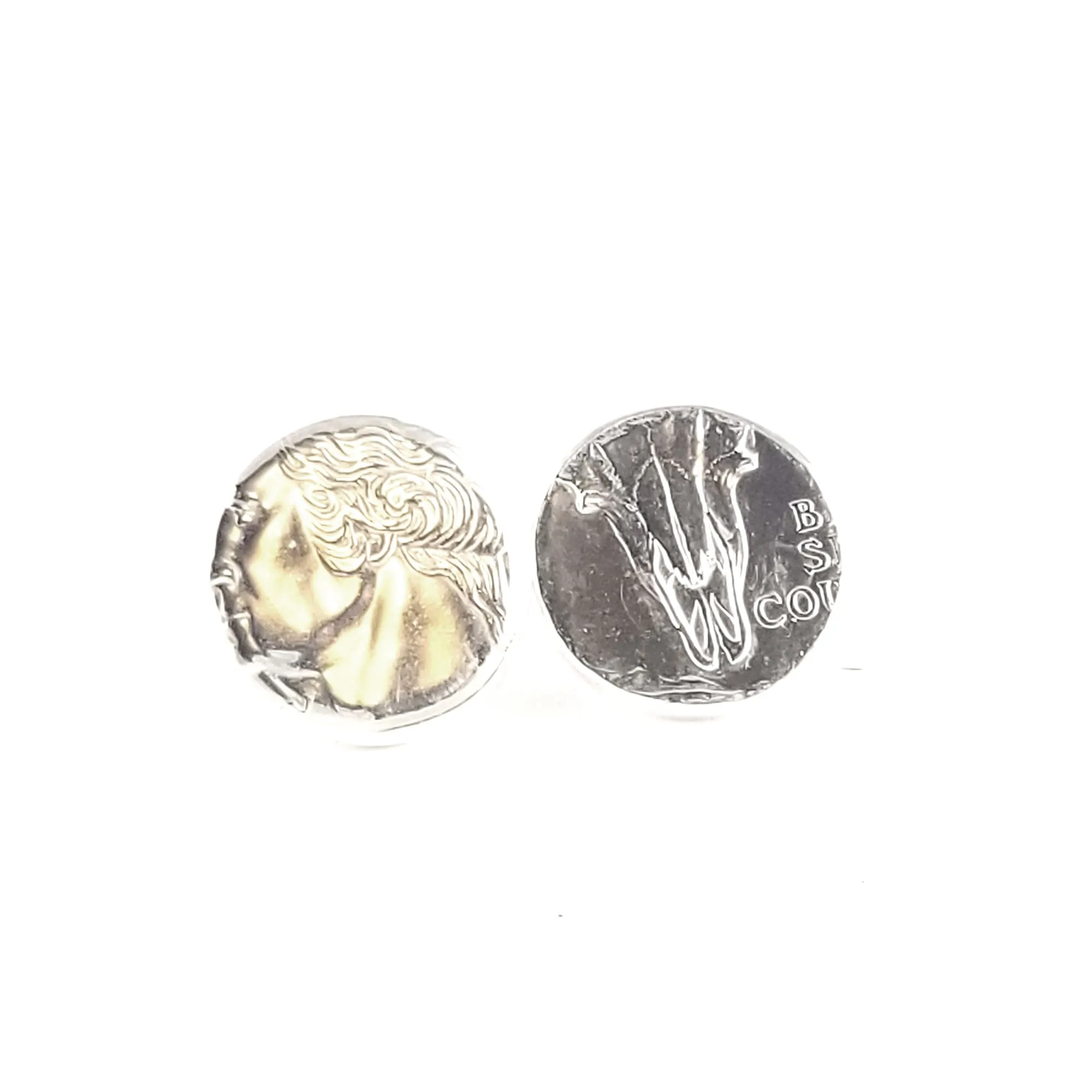 90% Silver State Quarter Heads & Tails Punch Out Stud Earrings