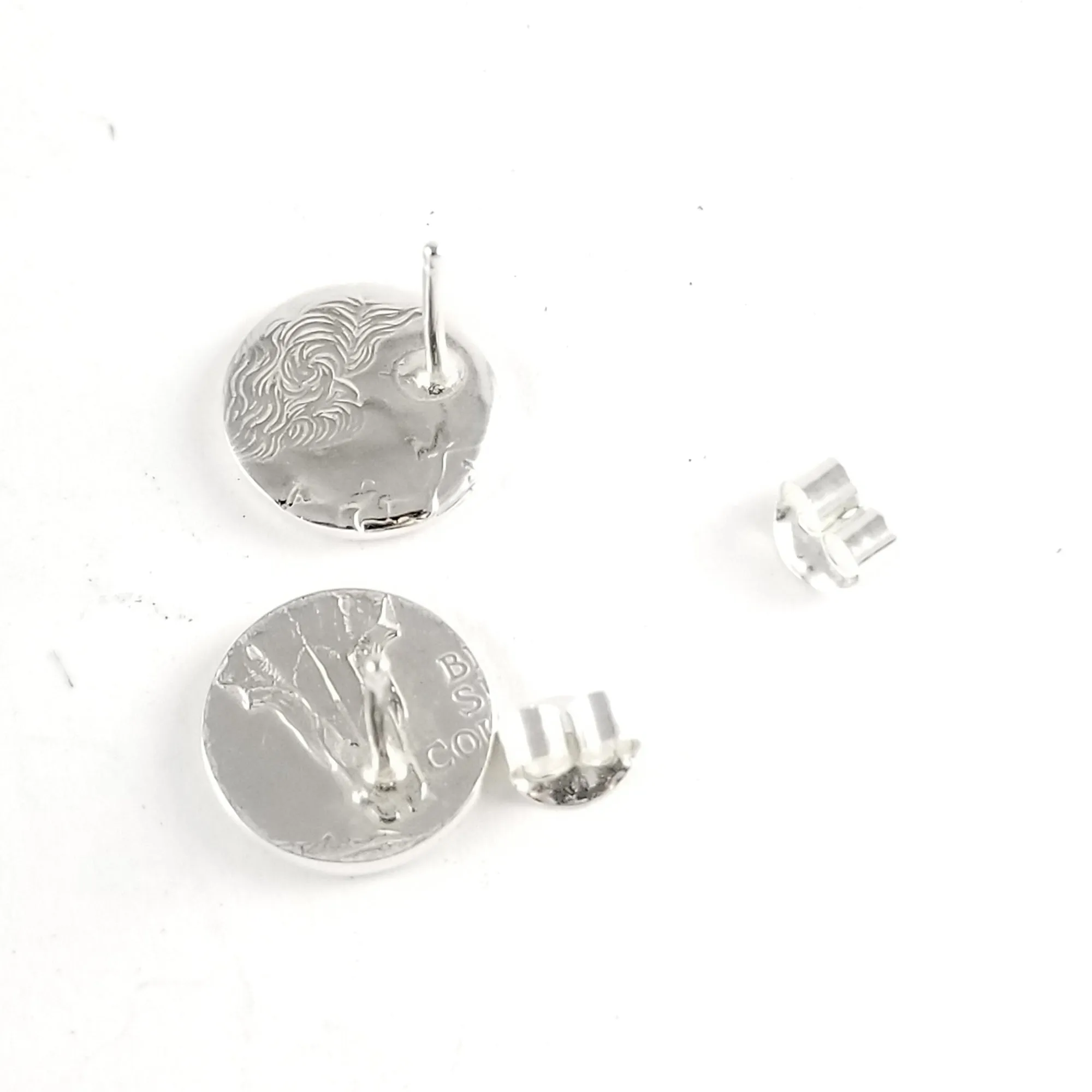 90% Silver State Quarter Heads & Tails Punch Out Stud Earrings