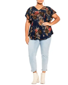 Adrianna Top | Navy Floral Twist