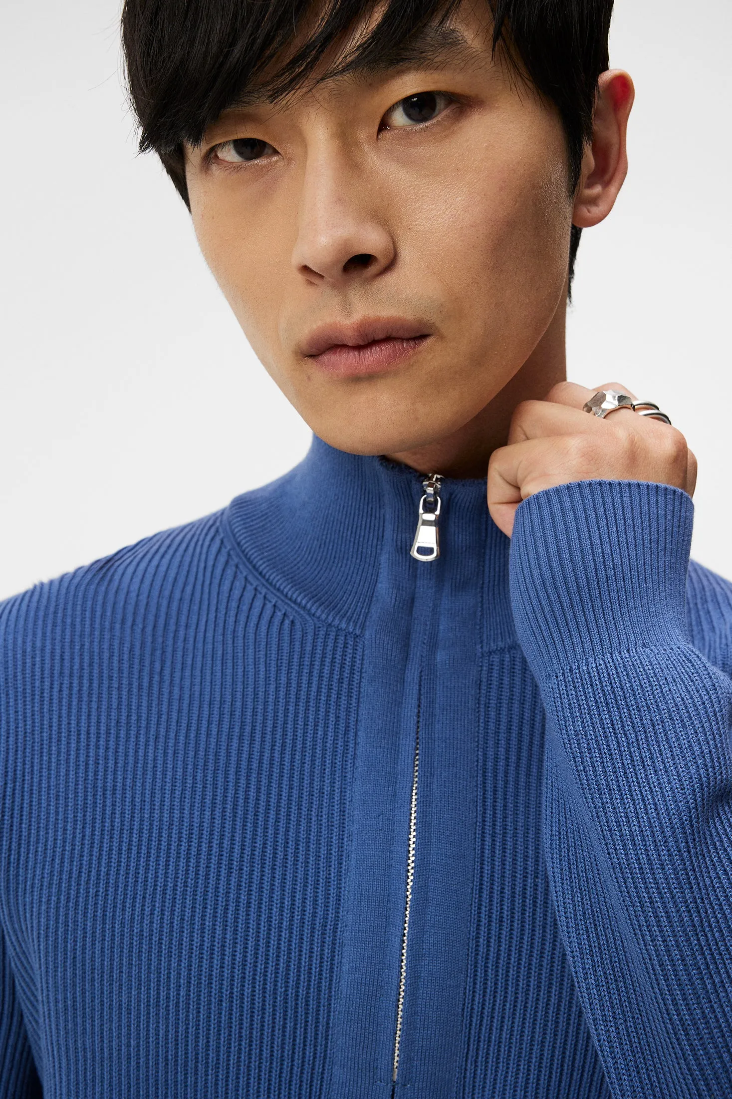 Alex Half Zip Knitted Sweater / Bijou Blue