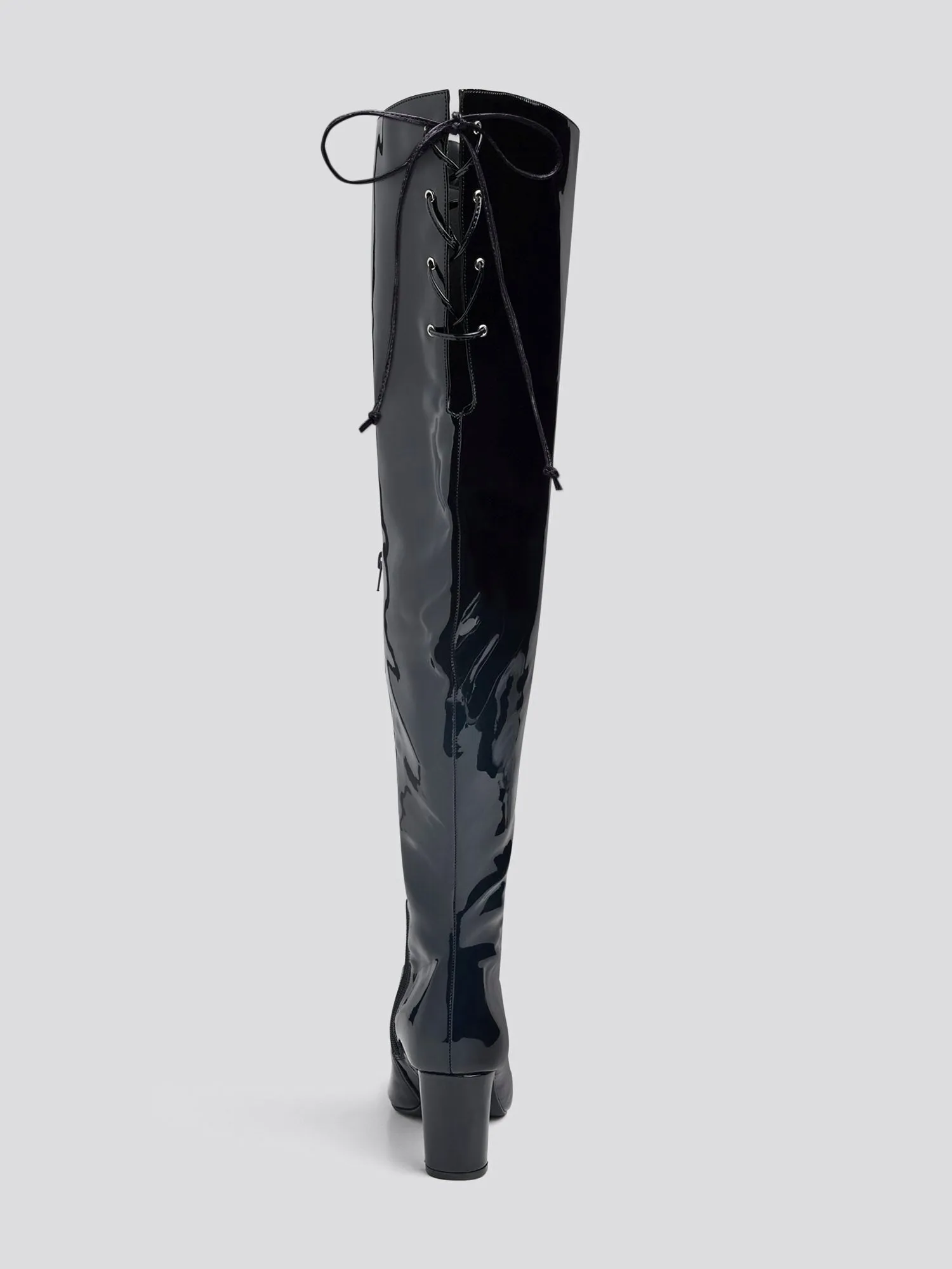 Alfinil Patent Leather Thigh-High Boots - Nadia x FTF