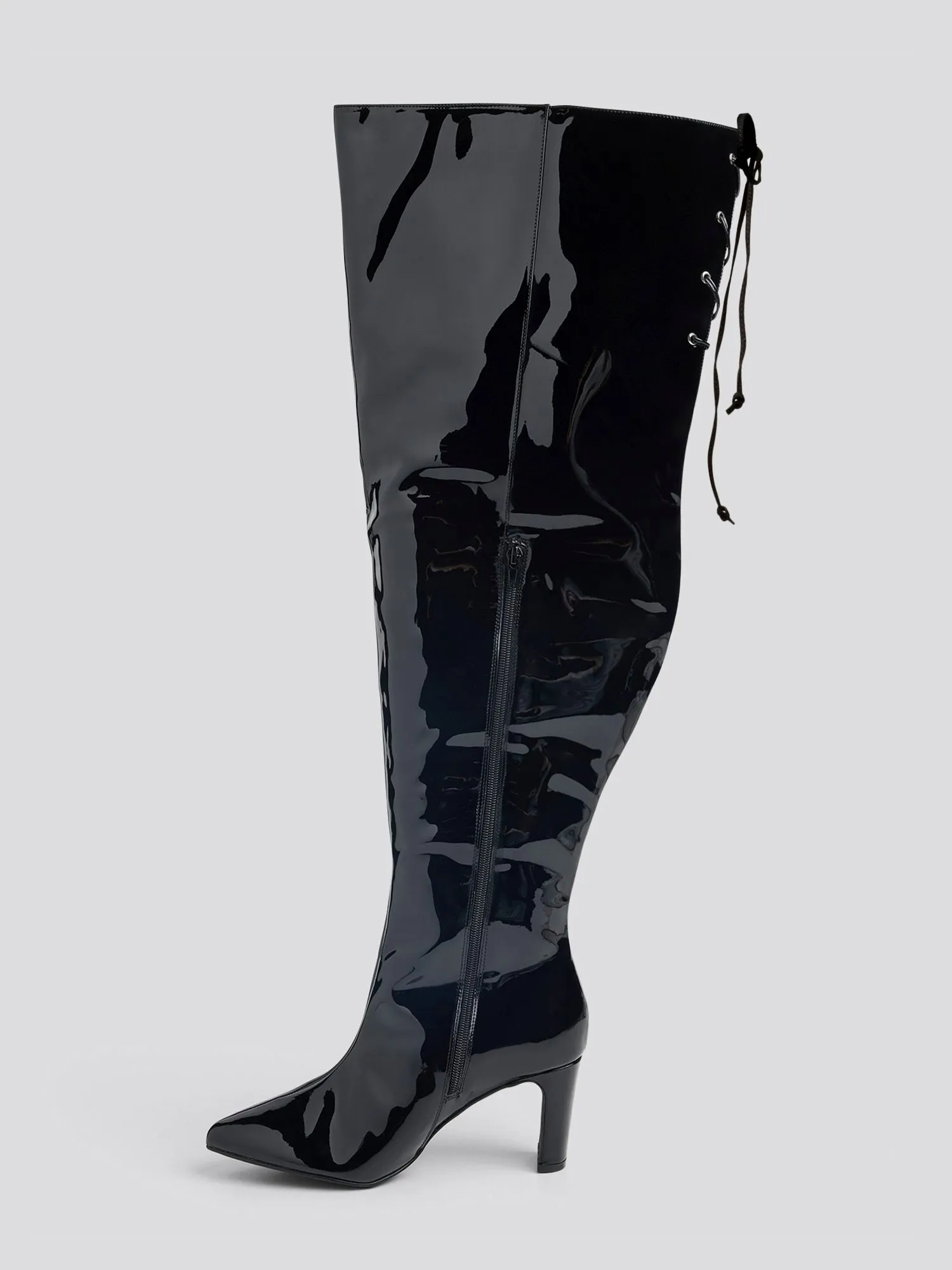 Alfinil Patent Leather Thigh-High Boots - Nadia x FTF