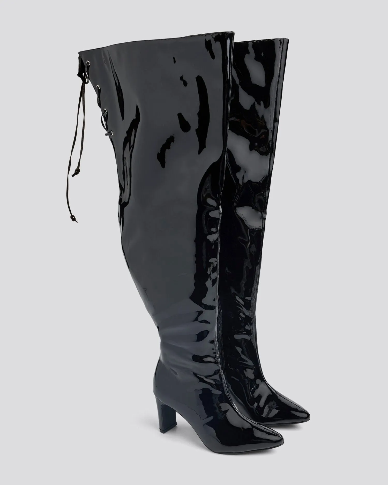 Alfinil Patent Leather Thigh-High Boots - Nadia x FTF