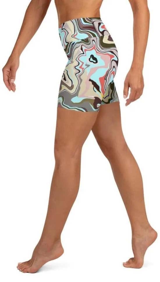 Aqua Marble Yoga Shorts