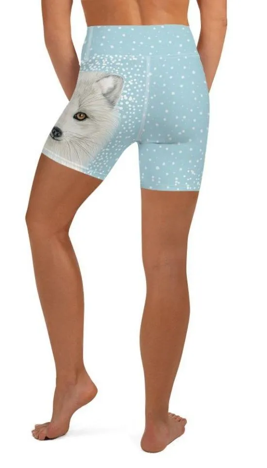 Arctic Fox Dog Yoga Shorts