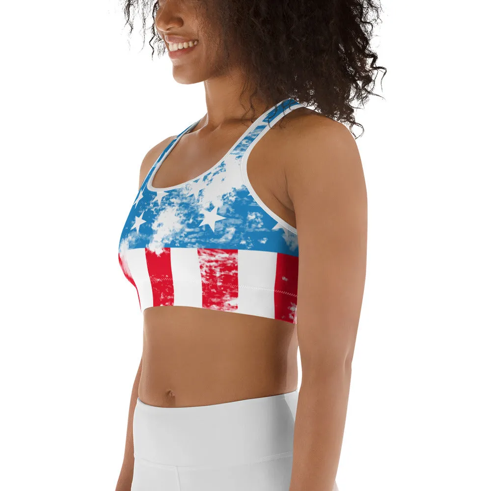 Artsy American Flag Sports Bra