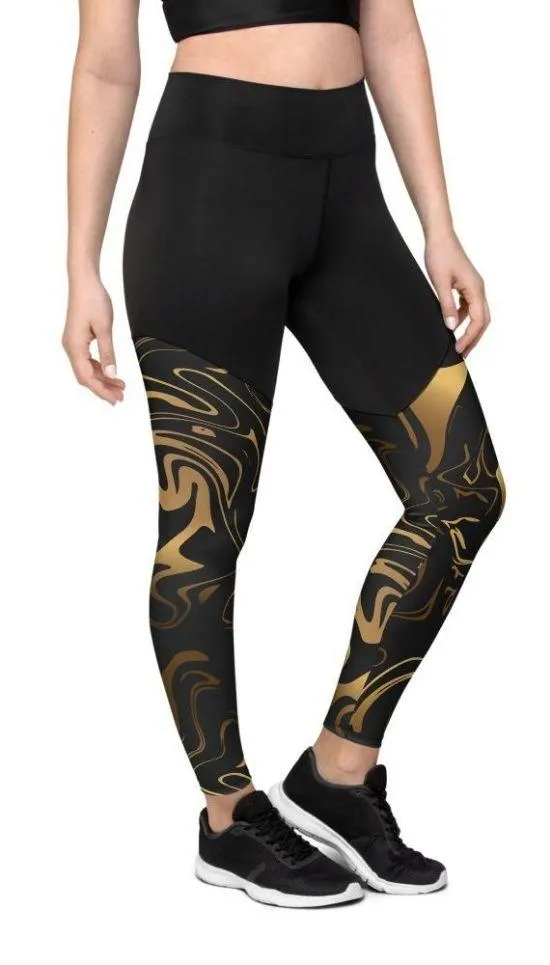 Black & Gold Compression Leggings