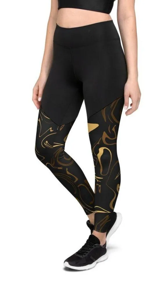 Black & Gold Compression Leggings