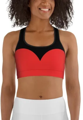 Black & Red Heart Shaped Sports Bra