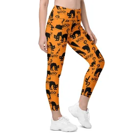 Black Kitty Halloween Leggings With Pockets