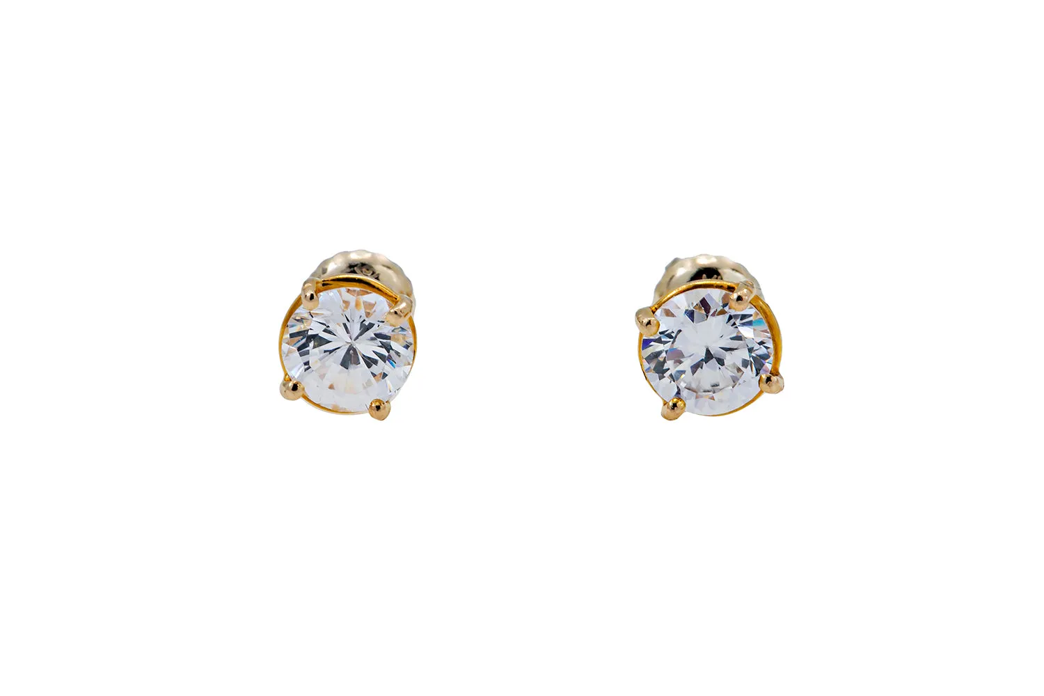 Cubic Zirconia 6mm Studs 10K 417 Yellow Gold CZ Pair of Earrings