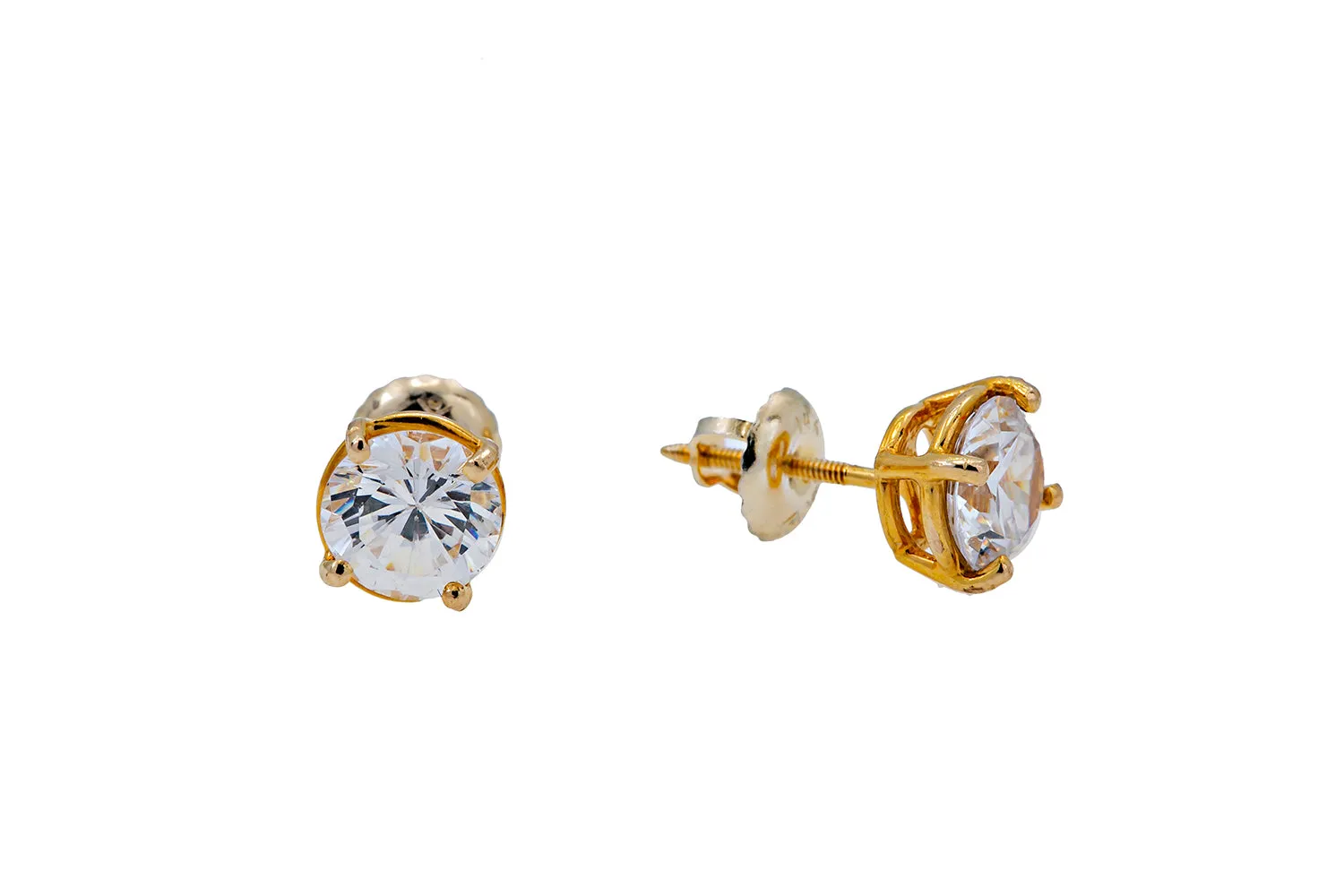 Cubic Zirconia 6mm Studs 10K 417 Yellow Gold CZ Pair of Earrings