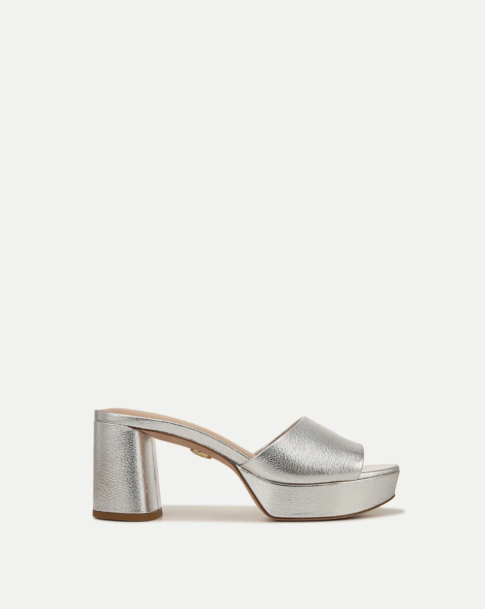 Dali Metallic Leather Block-Heel Sandal