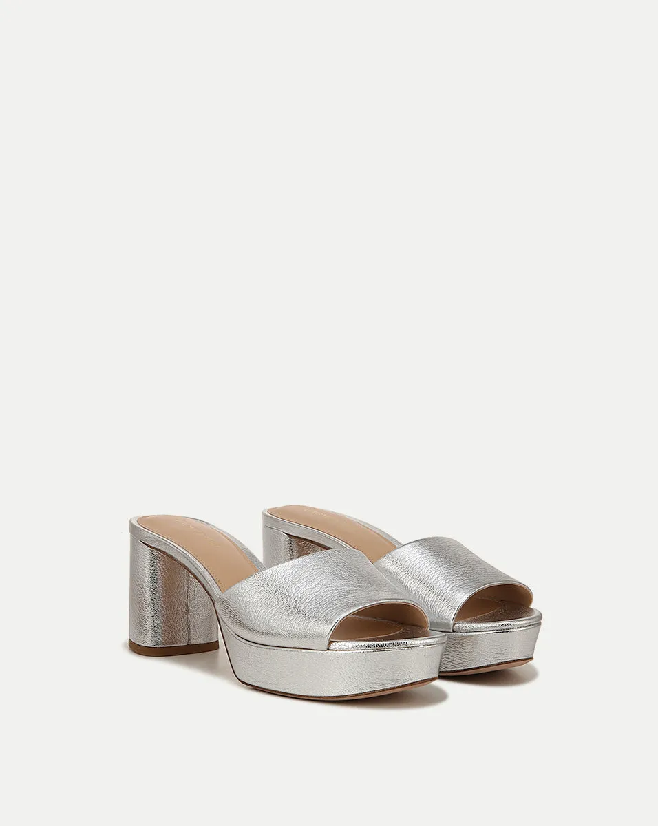 Dali Metallic Leather Block-Heel Sandal