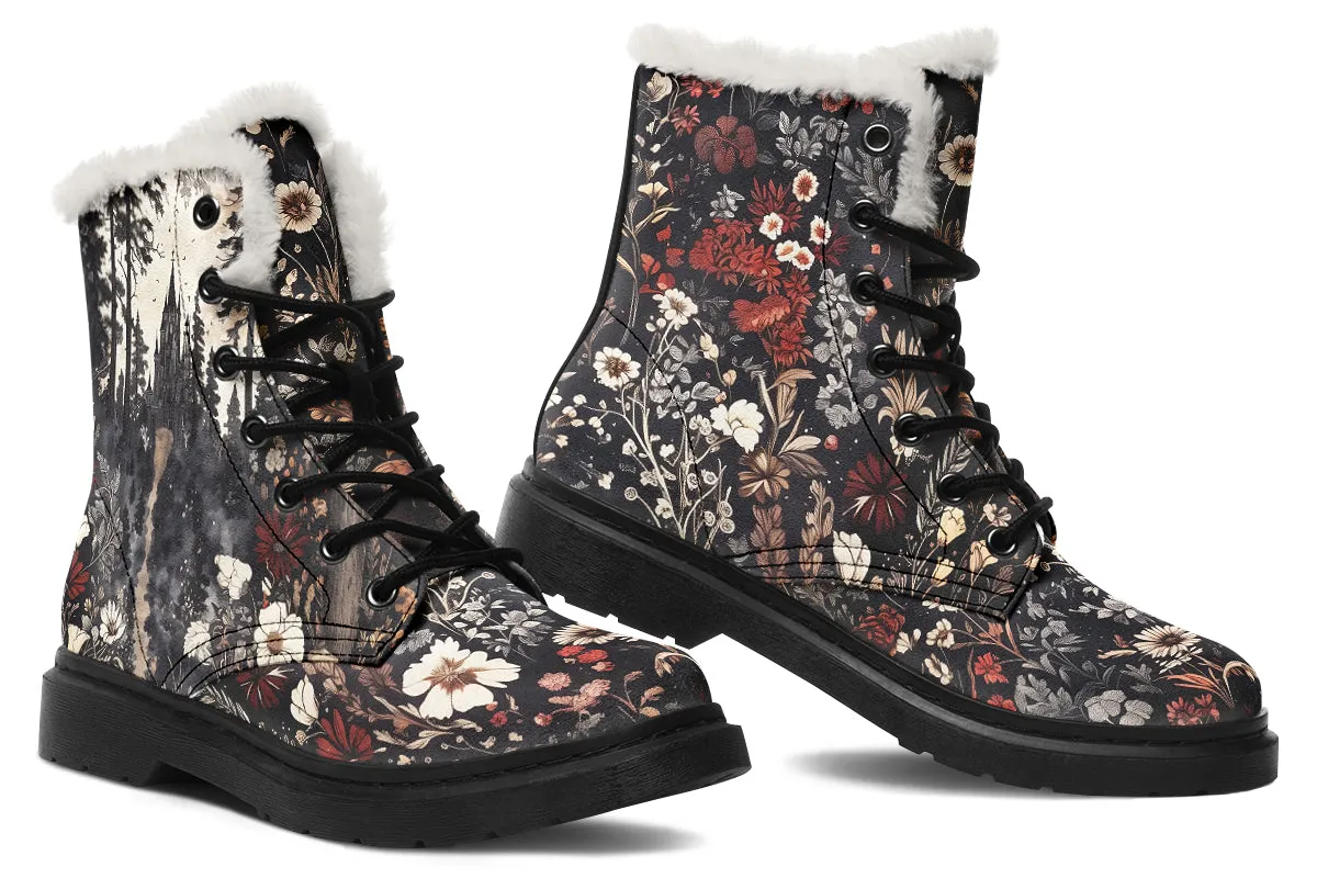 Dark Fairytale Winter Boots - Warm Micro-Suede Doc-Style Boots Lined with Vegan Wool