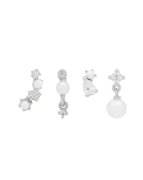 Darlene Pearl Earrings Set - Sterling Silver