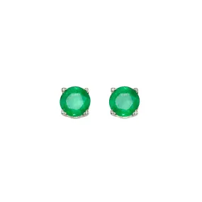 Emerald Stud Earrings in White Gold