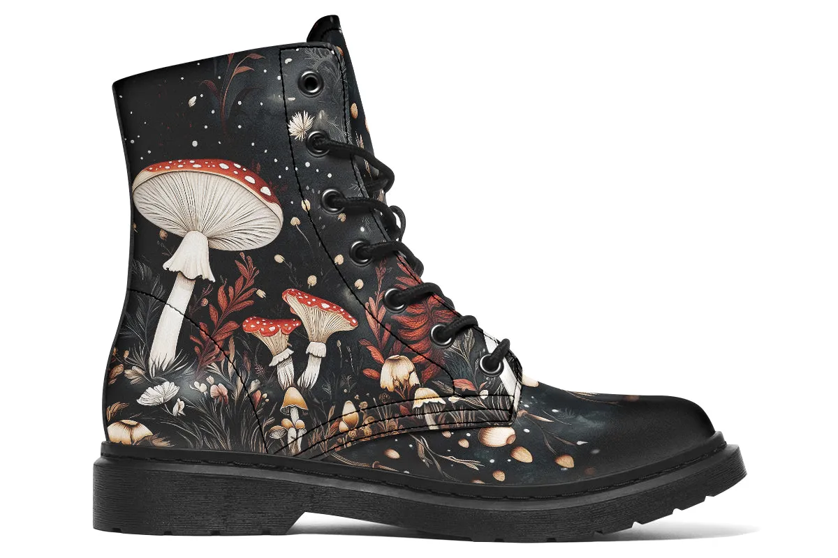 Faery Fungi Boots - Vegan Leather Doc-Style Boots with Durable Stitched on Soles