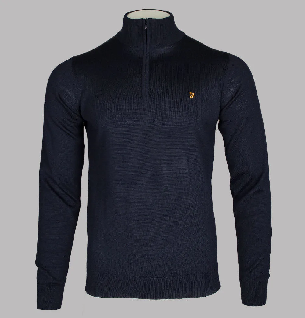 Farah Redchurch Merino Wool 1/4 Zip Jumper True Navy