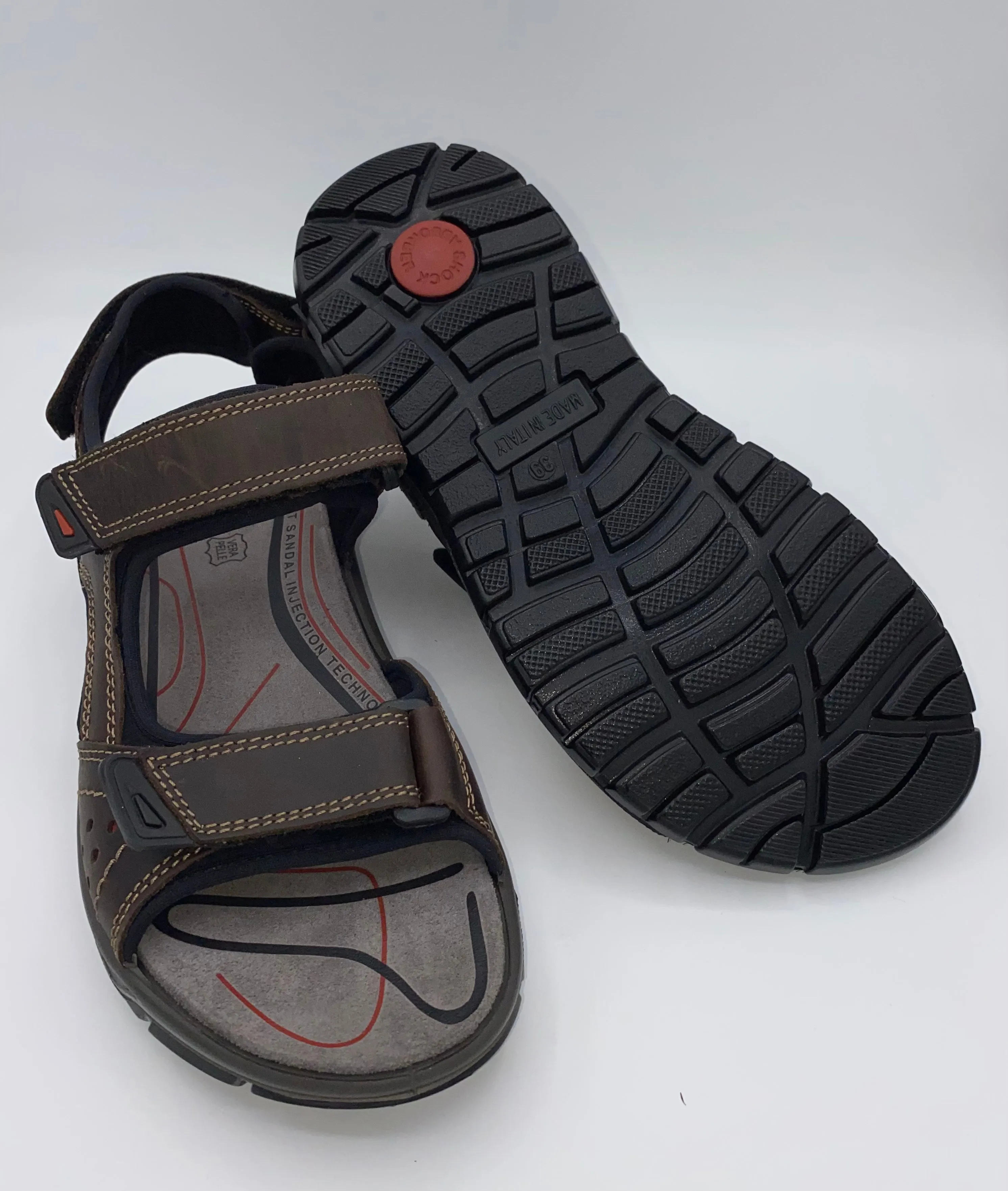 IMAC Italian Leather Velcro Sandals Dark Brown - 196264 3403/003