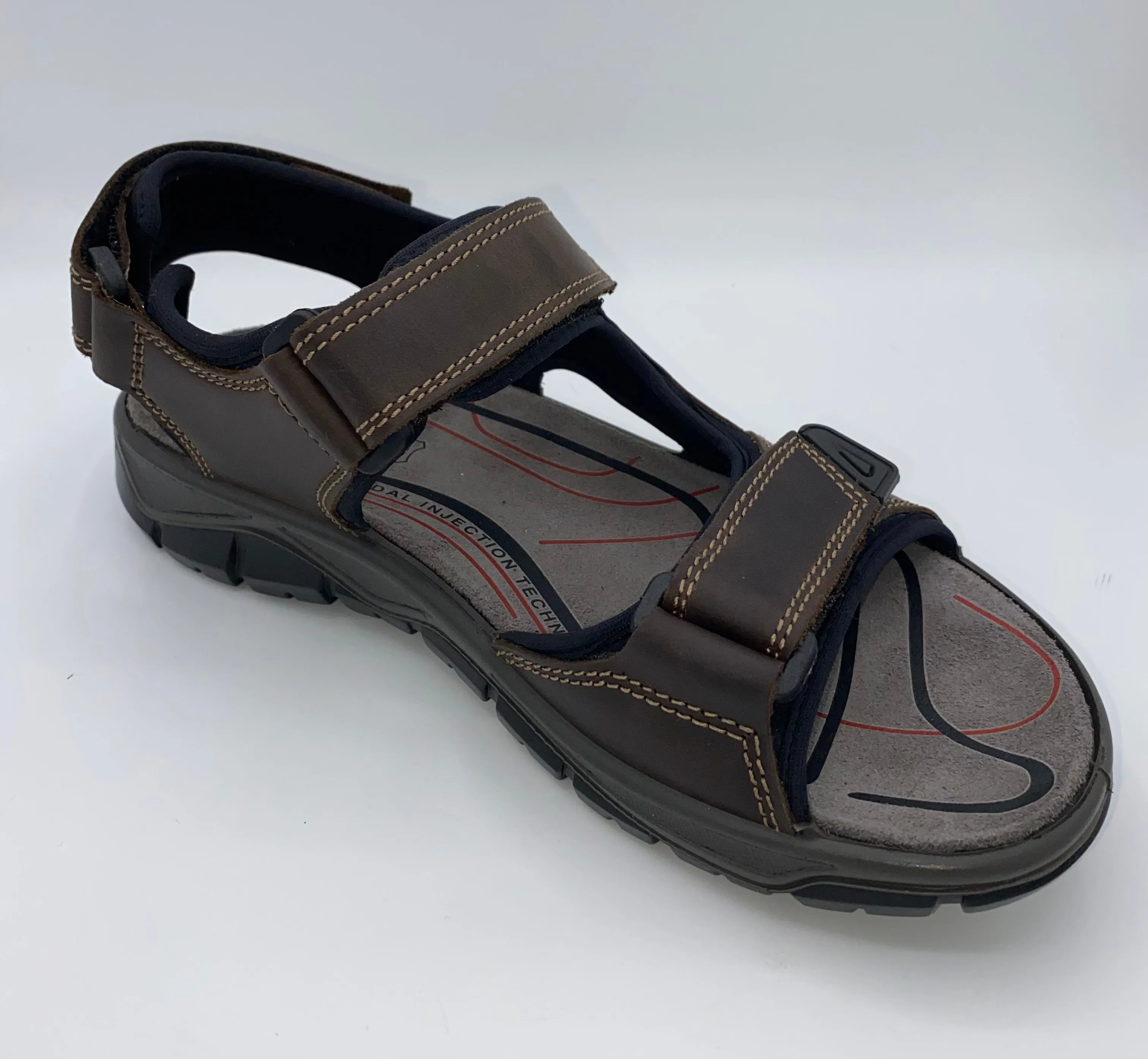 IMAC Italian Leather Velcro Sandals Dark Brown - 196264 3403/003