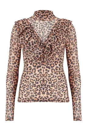 Mitzi Frill Top in Rich Leopard