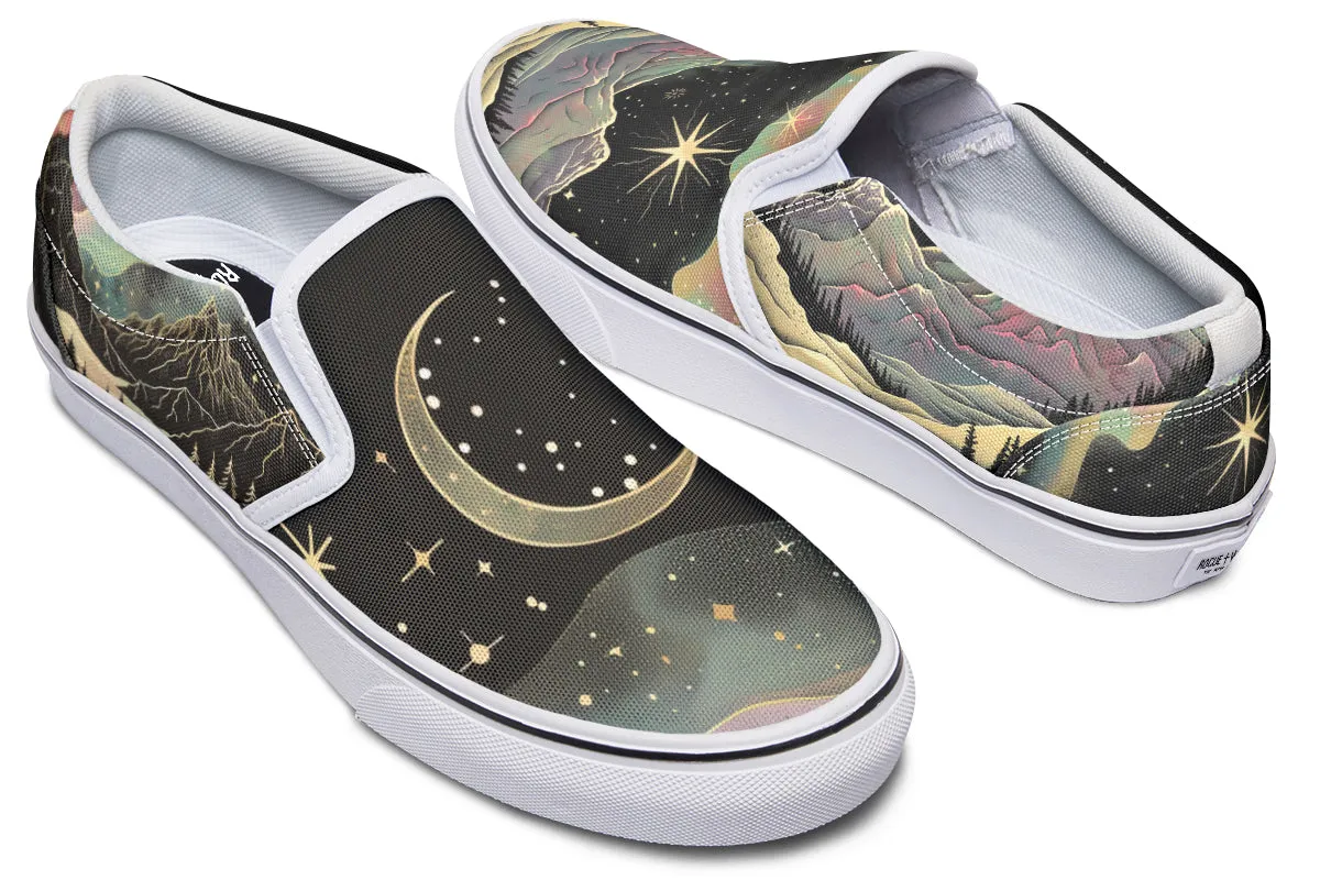 Northern Lights Slipons - Comfortable Vegan Canvas Shoes with Easy Elastic In-Step