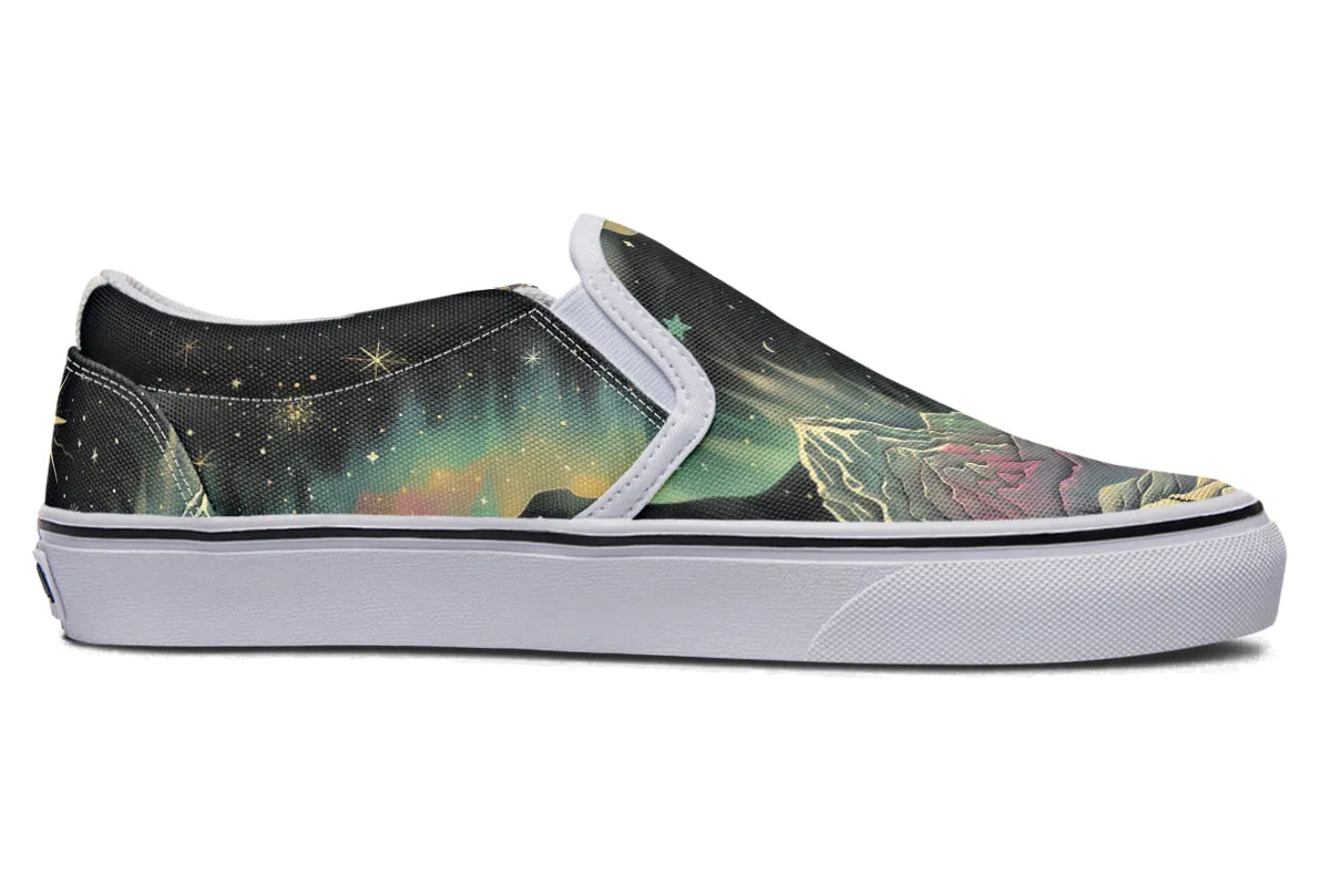 Northern Lights Slipons - Comfortable Vegan Canvas Shoes with Easy Elastic In-Step