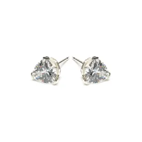 Silver Stud Earrings Triangle Crystal